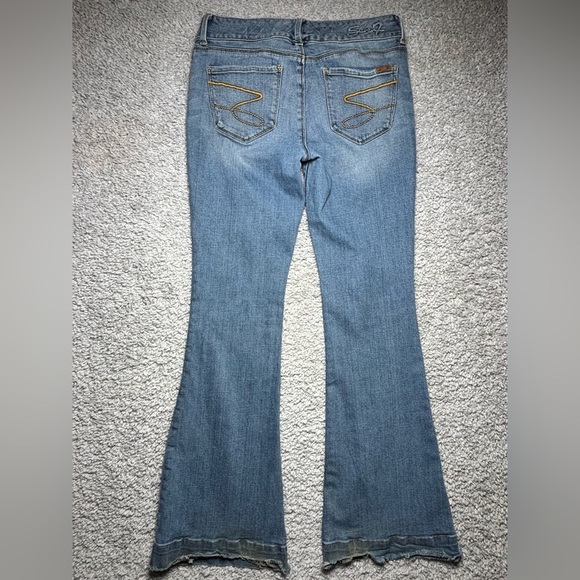 Seven7 Jeans Womens 29 Sexy Flare Distressed Bell Bottoms Stretch Regular BOHO - Picture 5 of 7